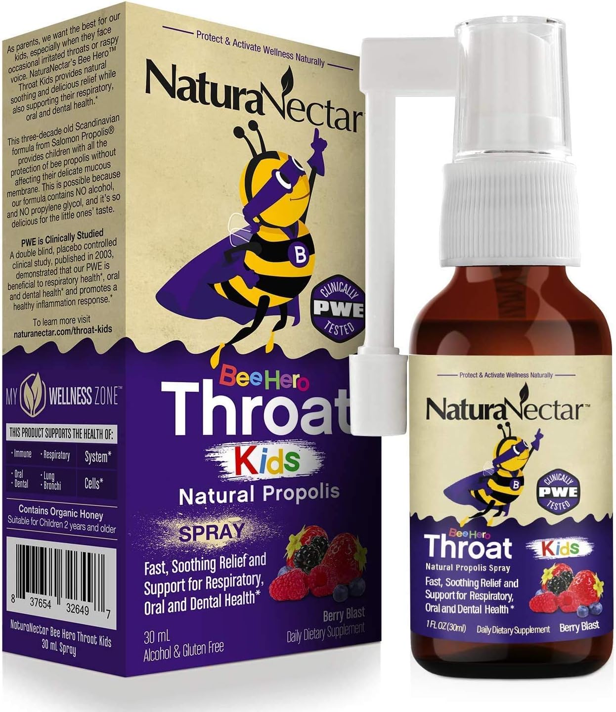 BeeHero Throat Kids Propolis Spray – Supports your kids throat health*, immune* and respiratory health*, and alleviate the effects of a raspy voice