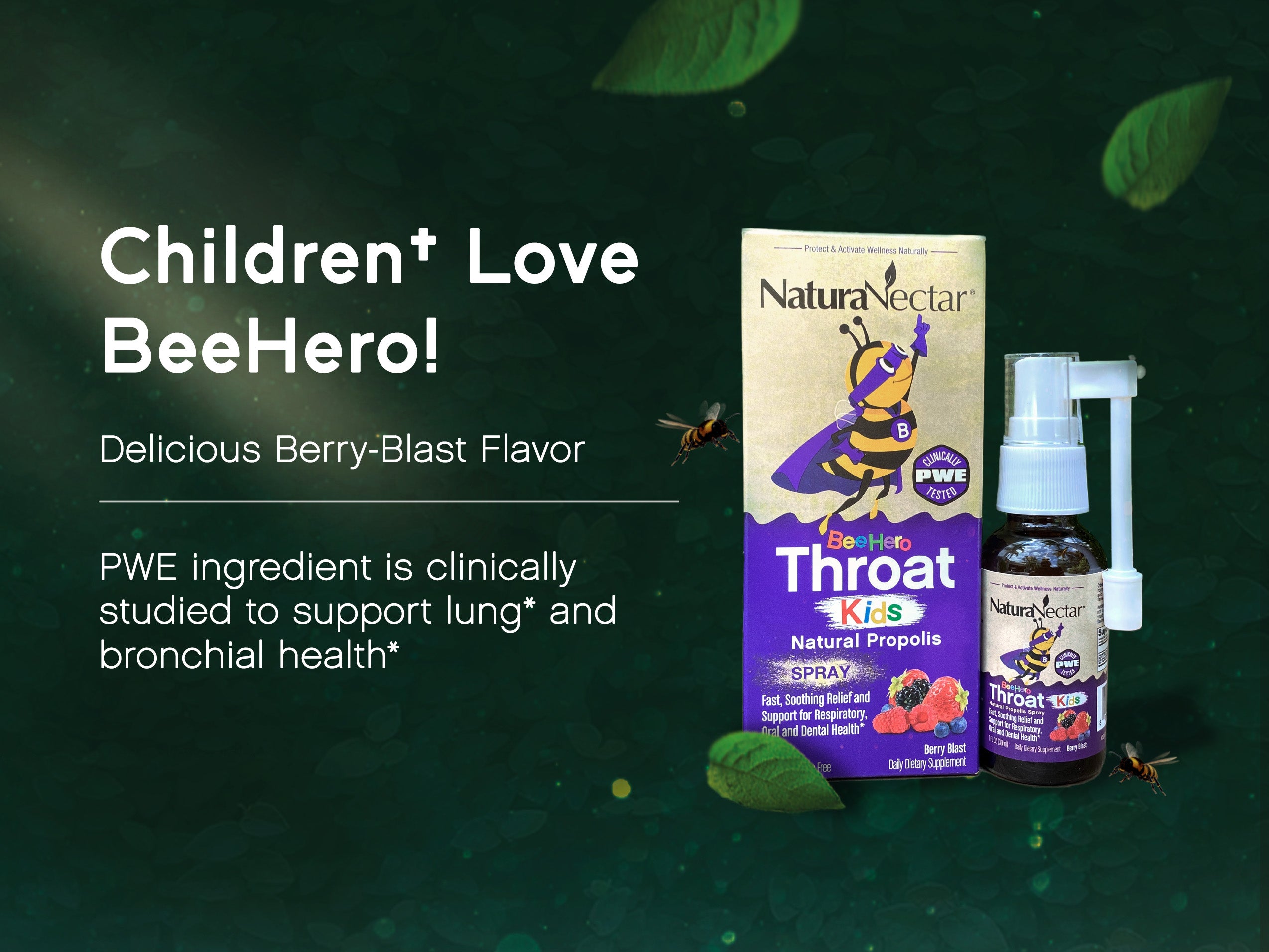 BeeHero Throat Kids Propolis Spray – Supports your kids throat health*, immune* and respiratory health*, and a daily companion for throat comfort