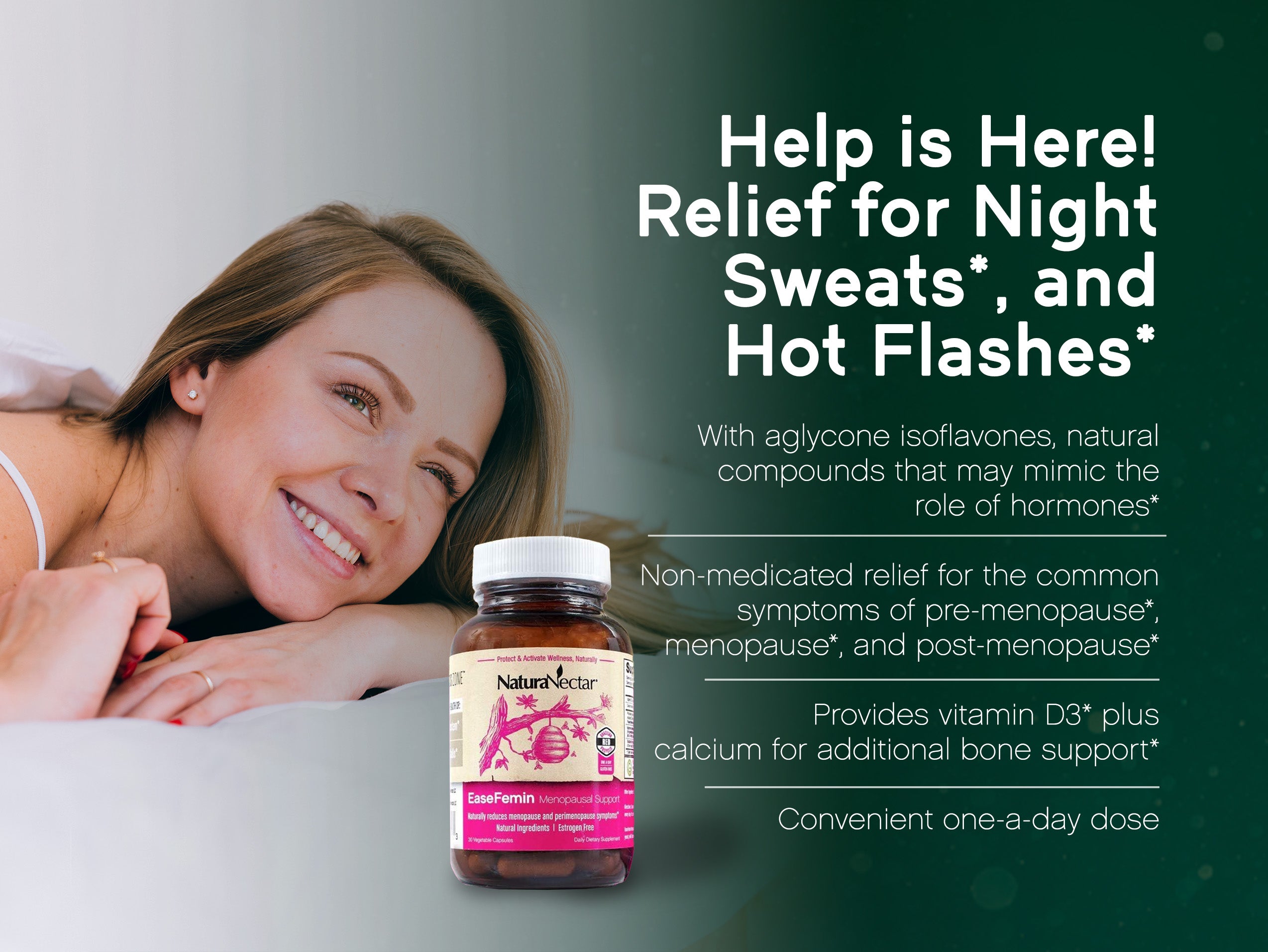 EaseFemin Menopausal Support – Red propolis and fermented soy may relieve hot flashes*, night sweats*, & irritability* for all phases of menopause