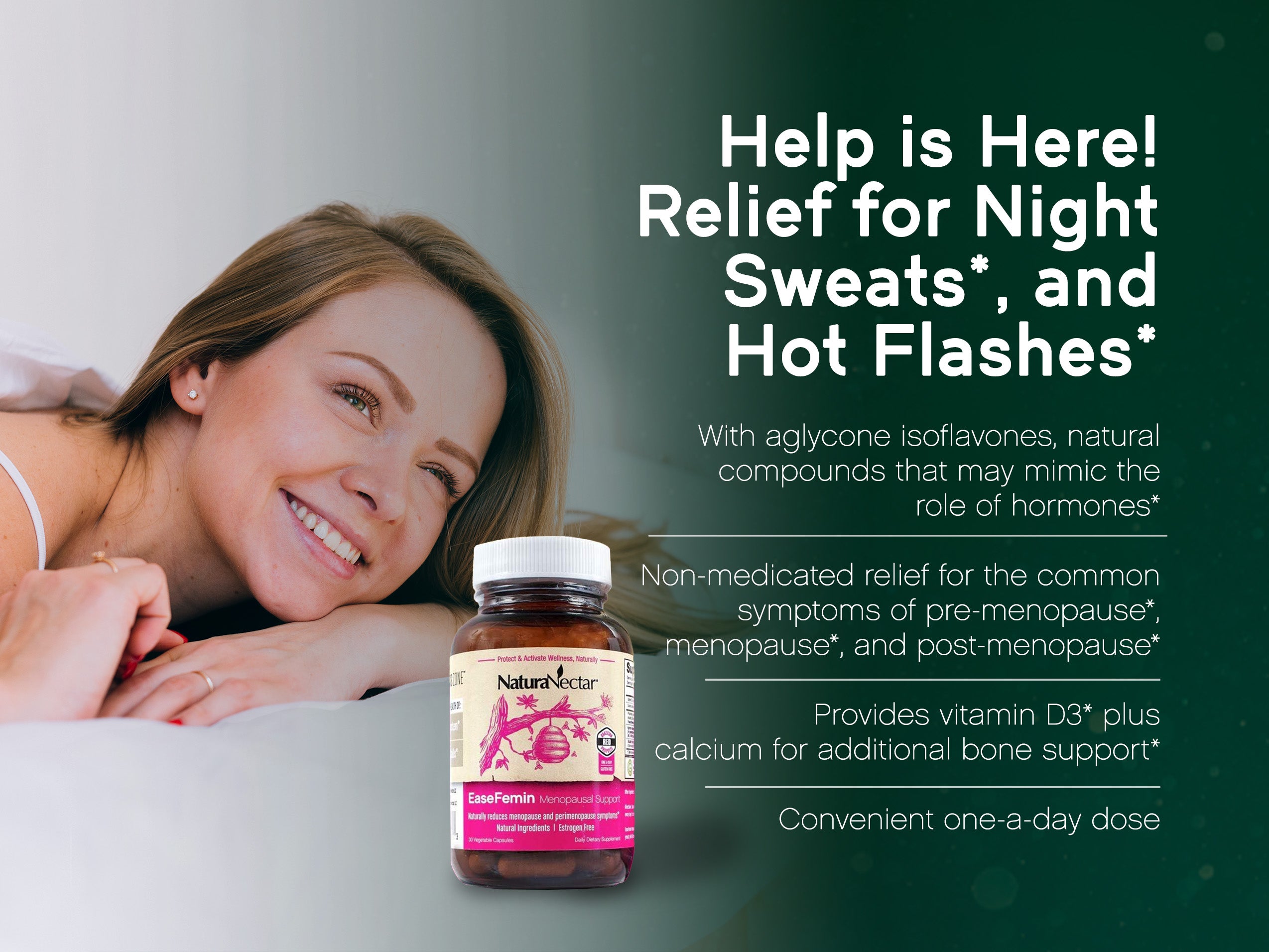 HELP IS HERE! RELIEF FOR NIGHT SWEATS & HOT FLASHES*