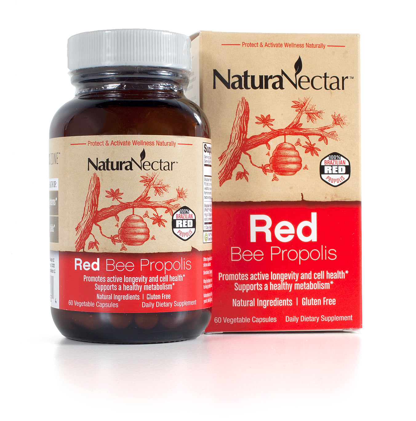 Red Bee Propolis, 60 Veggie Capsules | NSF Contents Certified | Authentic and Exclusive | From Our Own Bee Farms in Brazil
