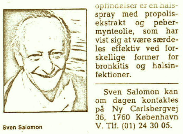SVEN SALOMON AND HIS UNIQUE PROPOLIS EXTRACTION PROCESS