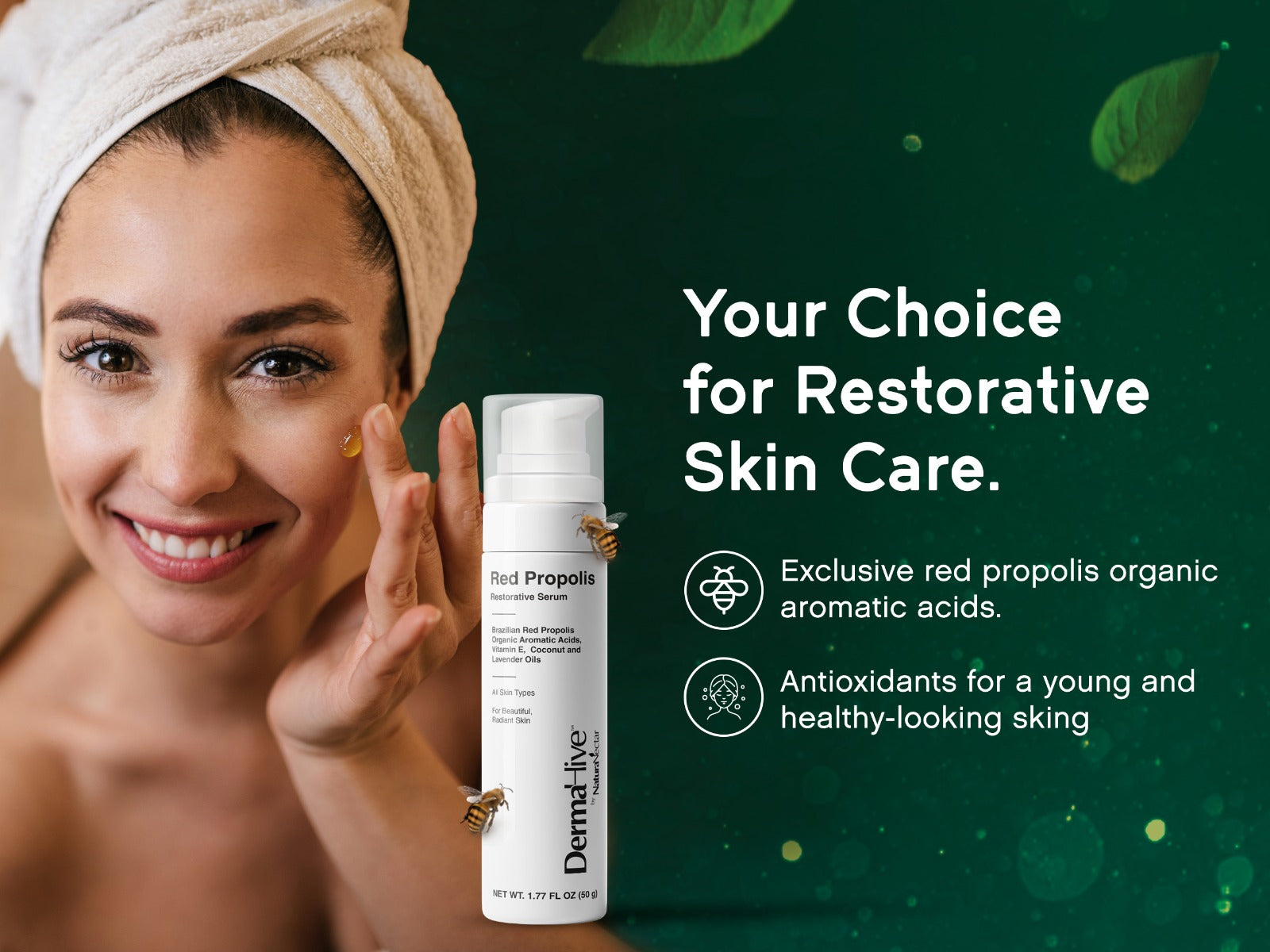 DermaHive Red Propolis Restorative Serum, Airless Pump, 50g