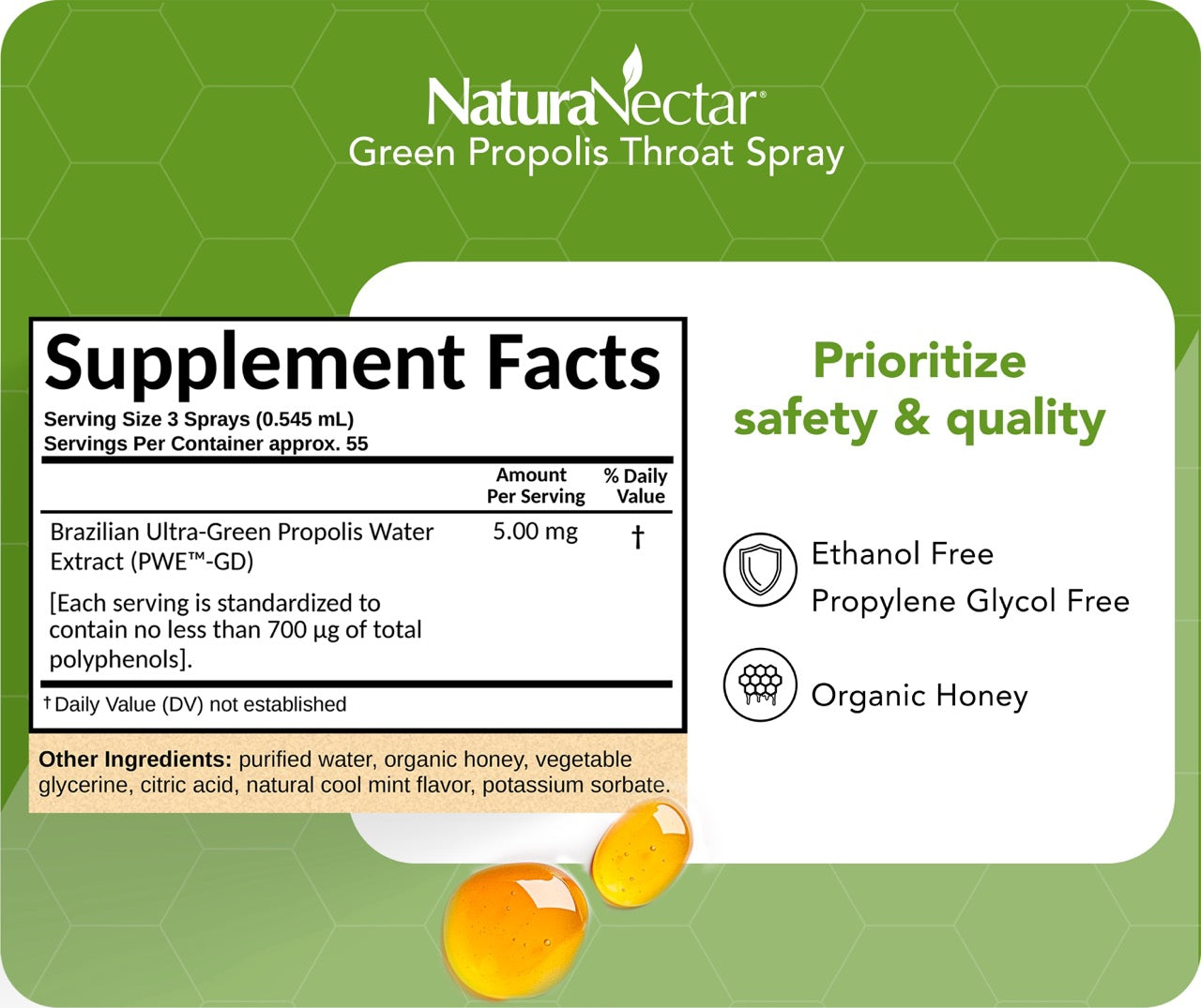 Green Propolis for Throat Spray, Cool Mint, 30 mL