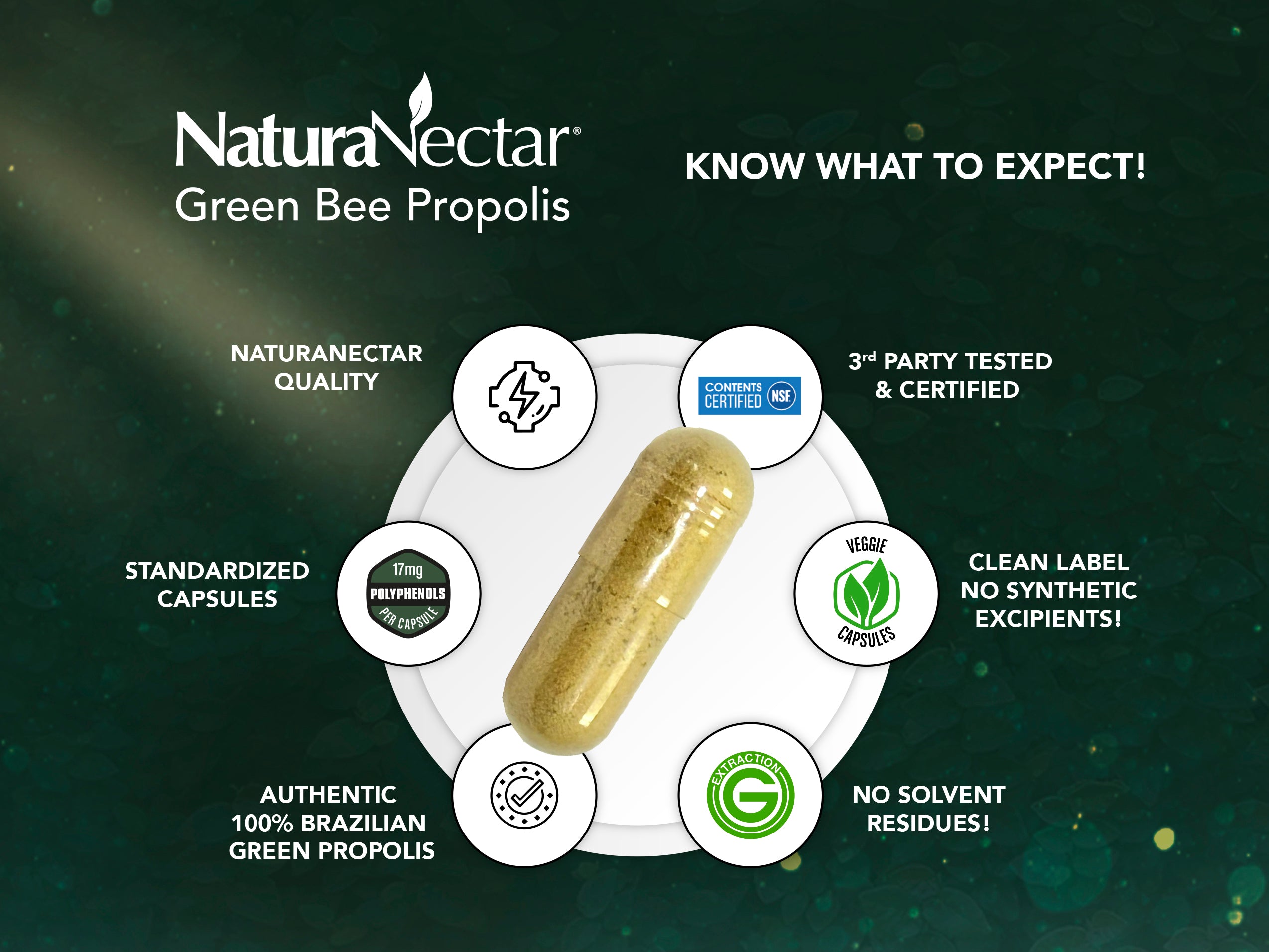 Green Bee Propolis, NSF Contents Certified, 60 Capsules | Pack of 3
