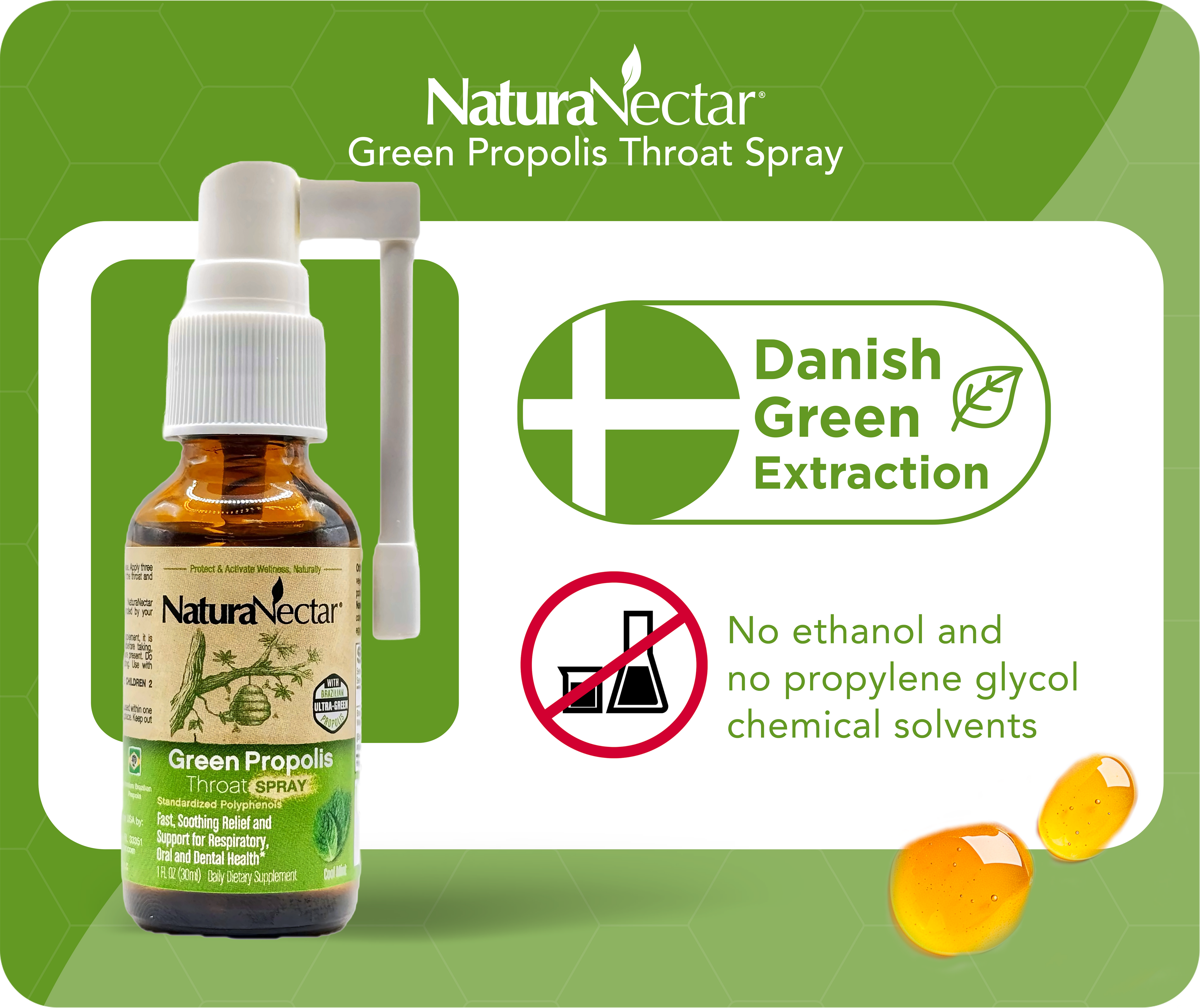 Green Propolis for Throat Spray, Cool Mint, 30 mL