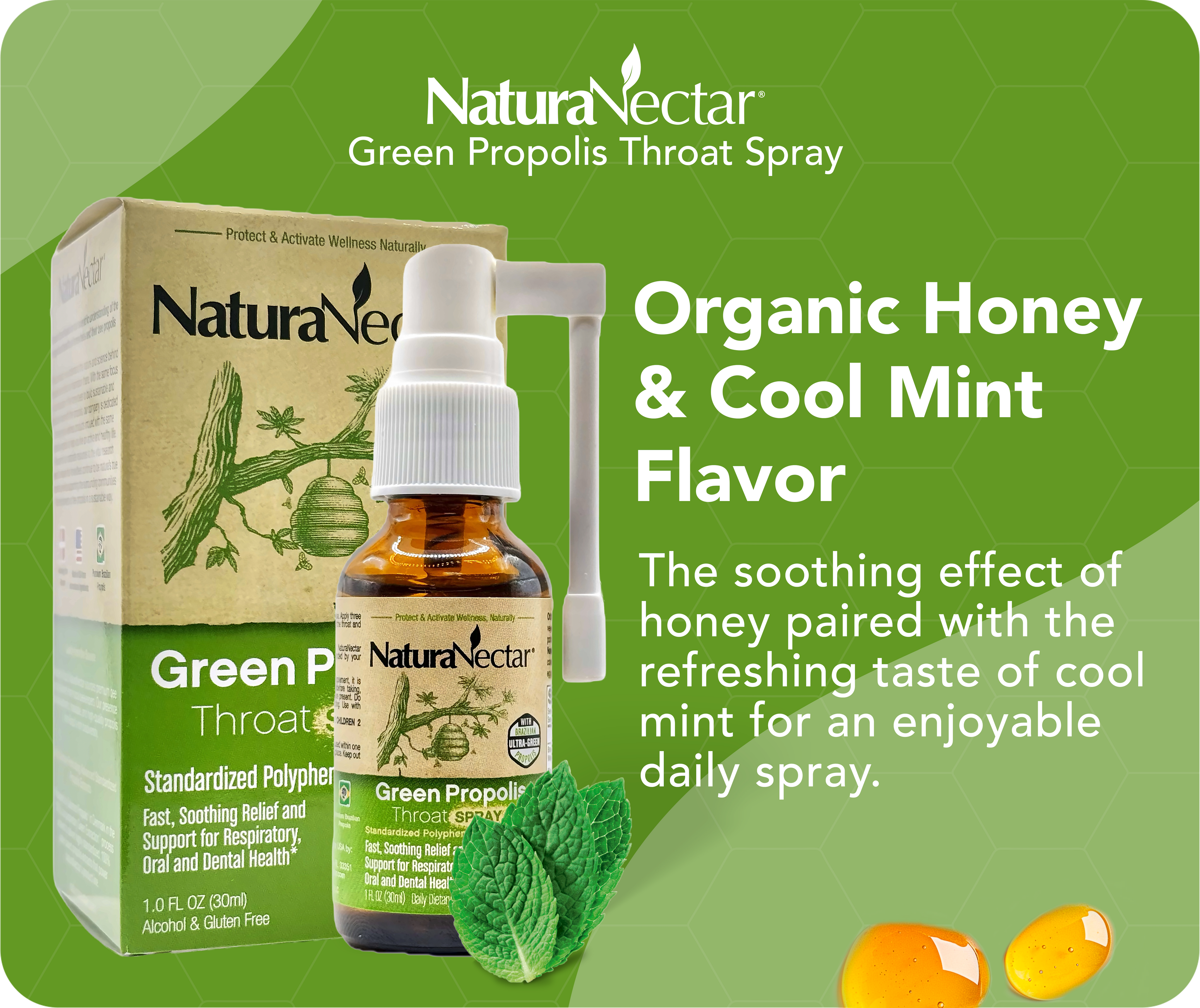 Green Propolis for Throat Spray, Cool Mint, 30 mL