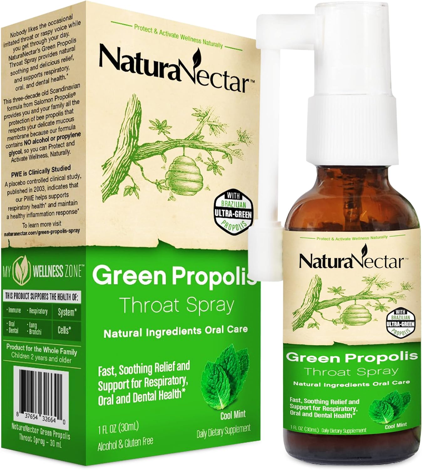 Green Propolis Throat Spray – Organic aromatic acids to support throat* & immune health*. A daily companion for throat comfort. Cool mint flavor