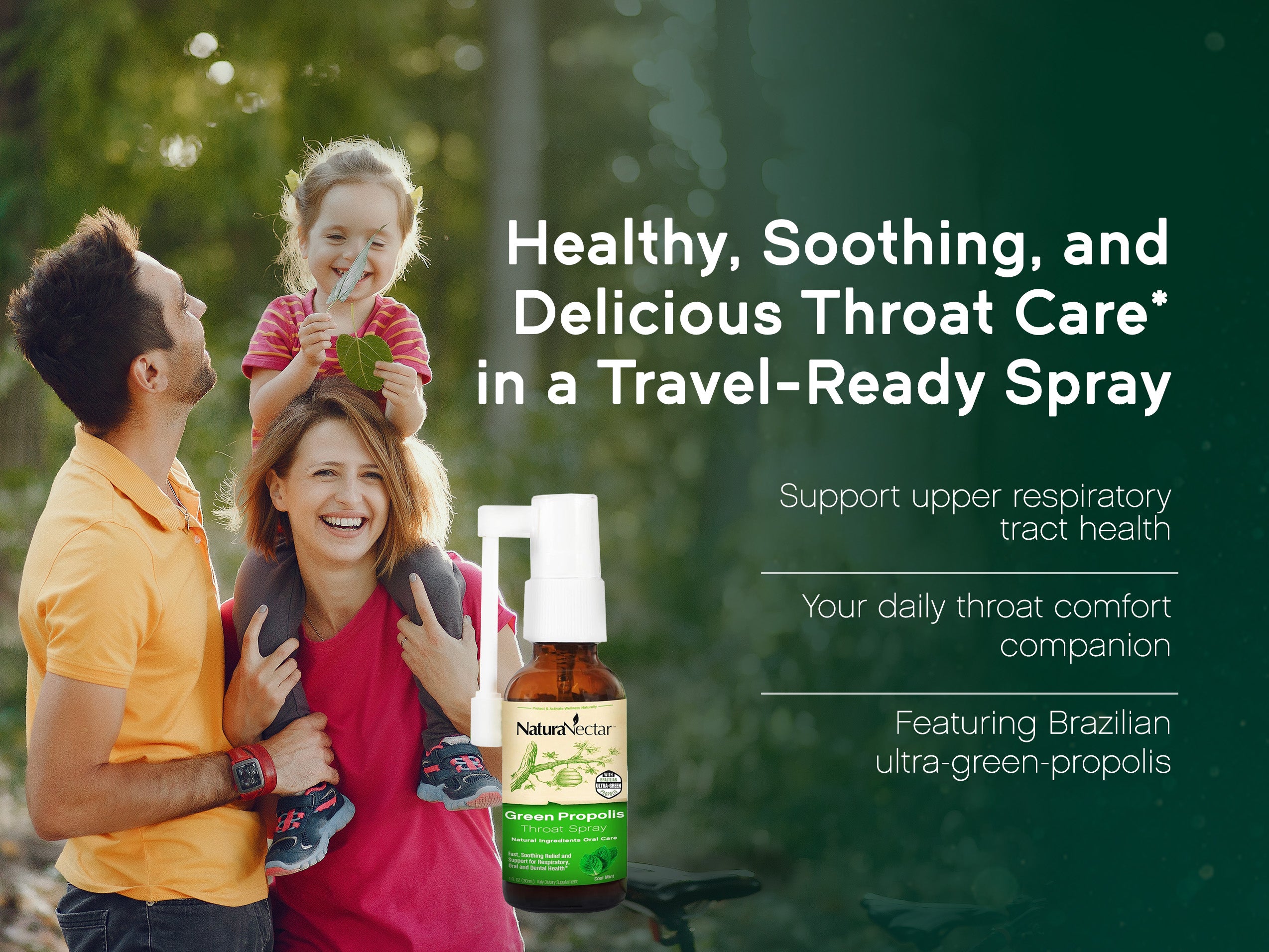 Green Propolis Throat Spray – Organic aromatic acids to support throat* & immune health*. A daily companion for throat comfort. Cool mint flavor