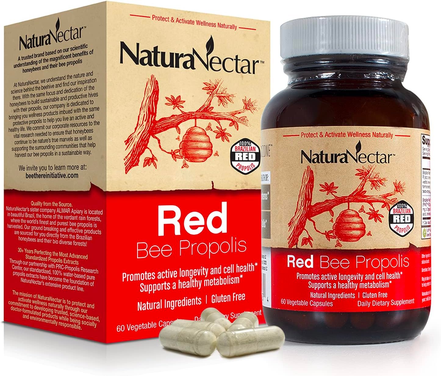 NaturaNectar Women's Health BUNDLE | EaseFemin 30 Veggie Caps, Red Bee Propolis 60 Veggie Caps