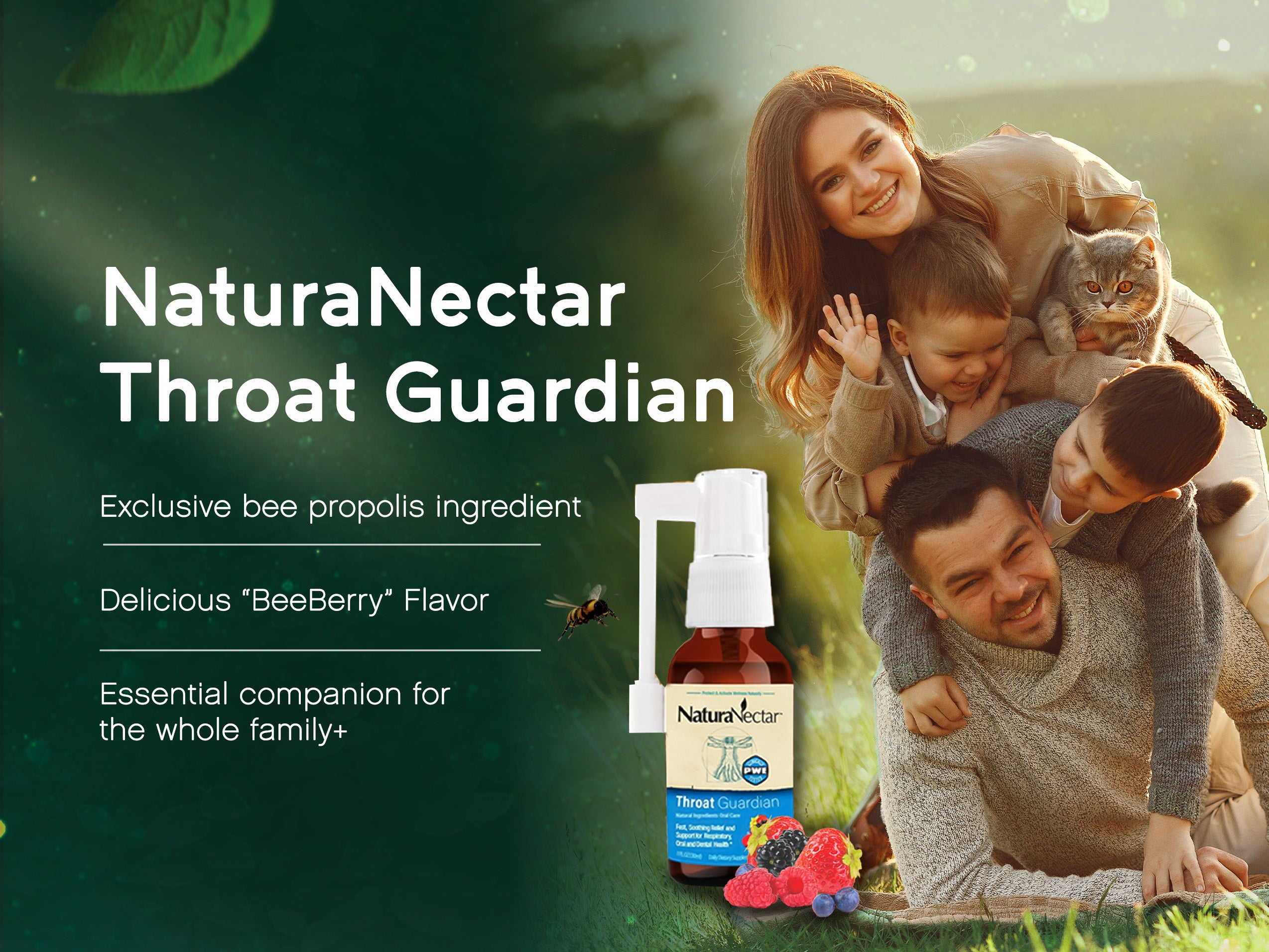 Throat Guardian Spray – Propolis organic aromatic acids to support throat health*, immune health*, and a daily companion for throat comfort