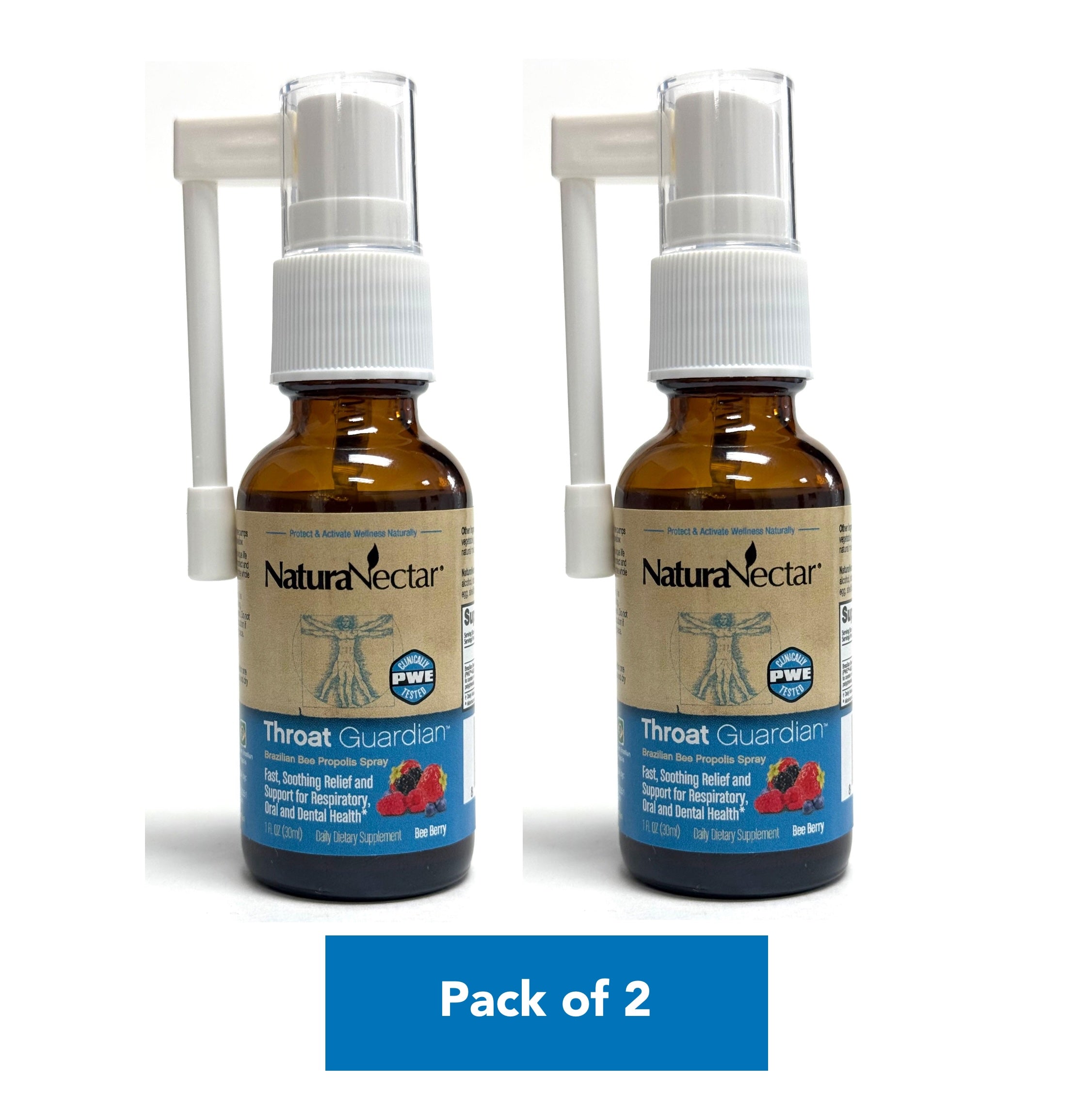 Propolis Throat Spray, Alcohol & Propylene Glycol Free, BeeBerry Flavor 1 fl oz (30 mL) | Pack of 2