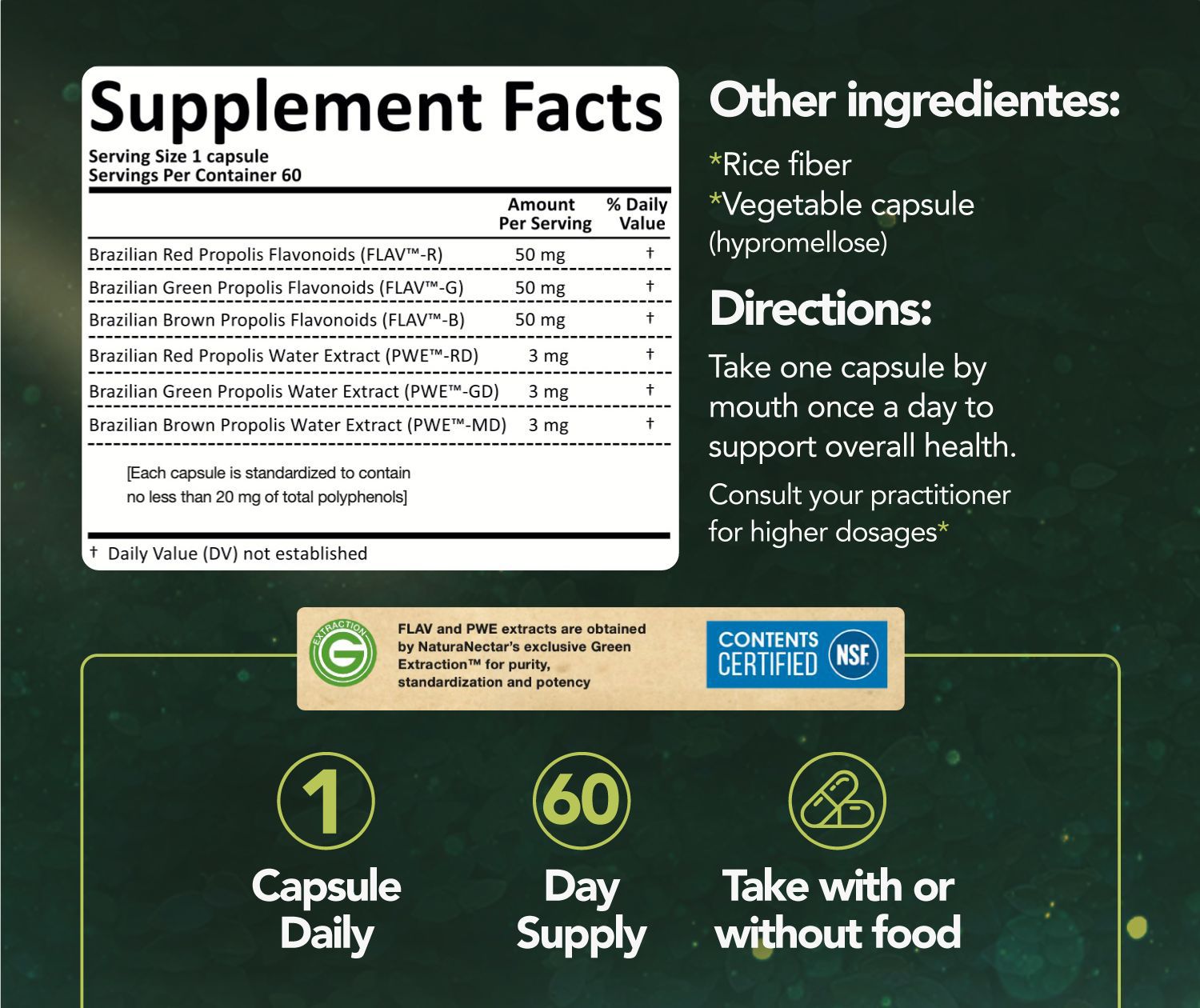 Bee Propolis Ultimate, NSF Contents Certified, 60 capsules